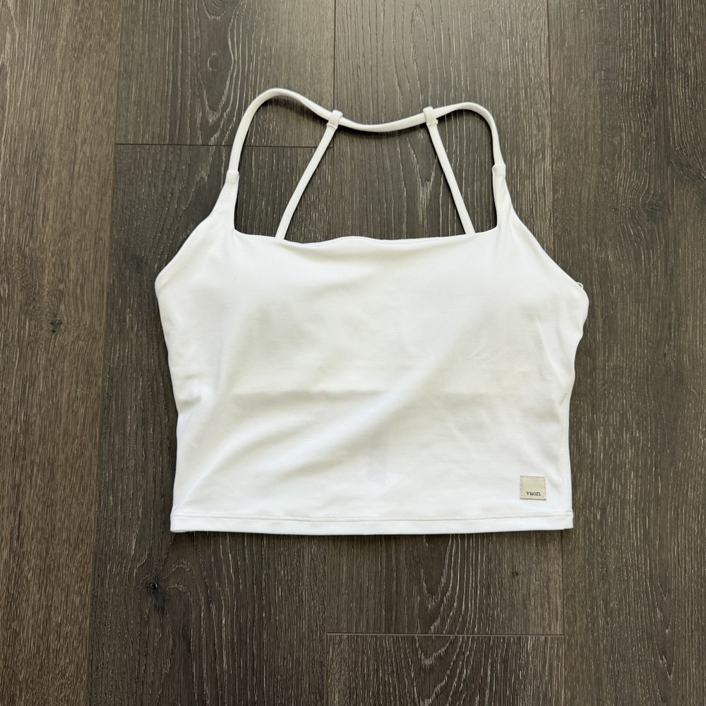 Vuori NWT All The Feels Strappy Back Shelf Bra Crop Tank White Small Athleisure